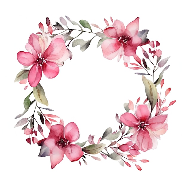 Watercolor floral wreath Illustration AI Generative