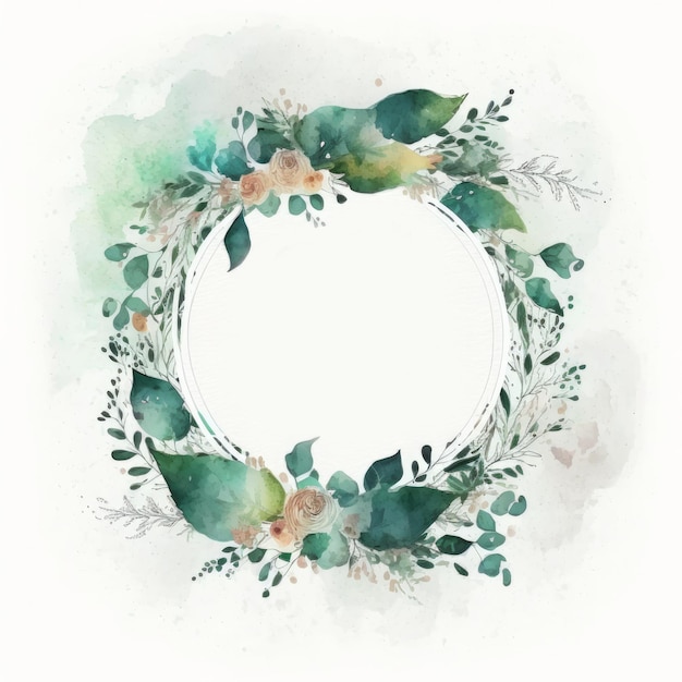 Watercolor floral wreath Illustration AI GenerativexA