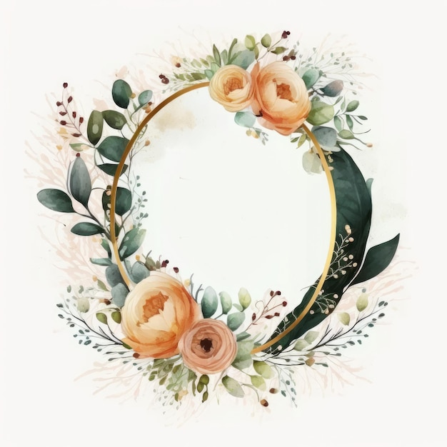 Watercolor floral wreath Illustration AI GenerativexA