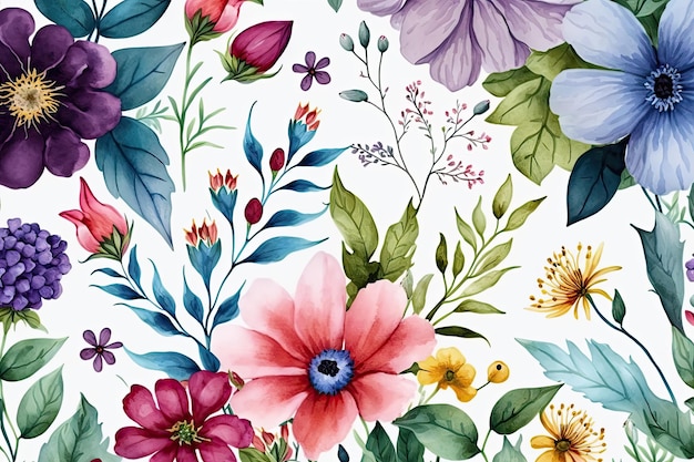 Watercolor Flower Background Illustration AI GenerativexA