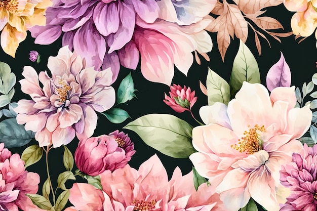 Watercolor Flower Background Illustration AI GenerativexA