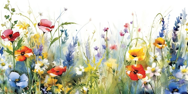 Watercolor Flower border Illustration AI GenerativexA