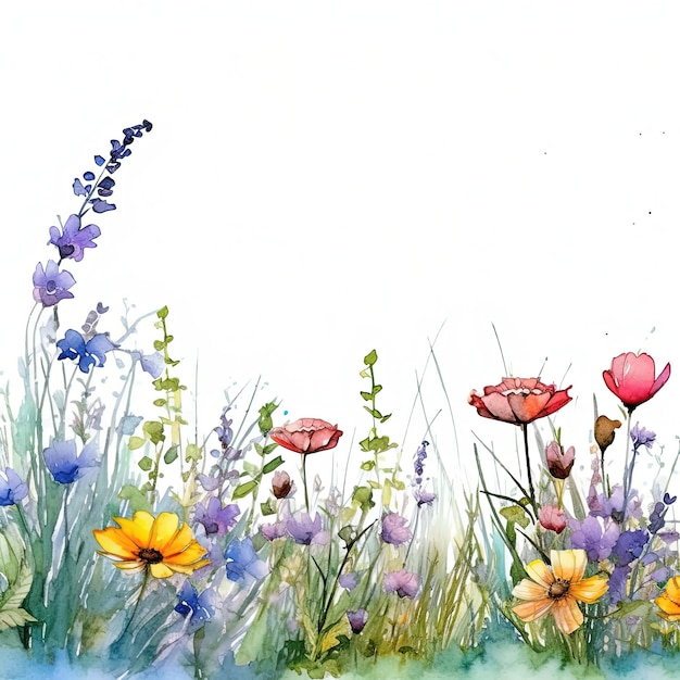 Watercolor Flower border Illustration AI GenerativexA