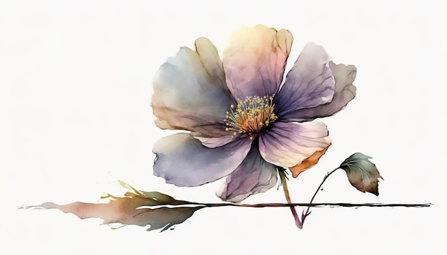 Watercolor flower isolated on pastel background Generative AI illustration