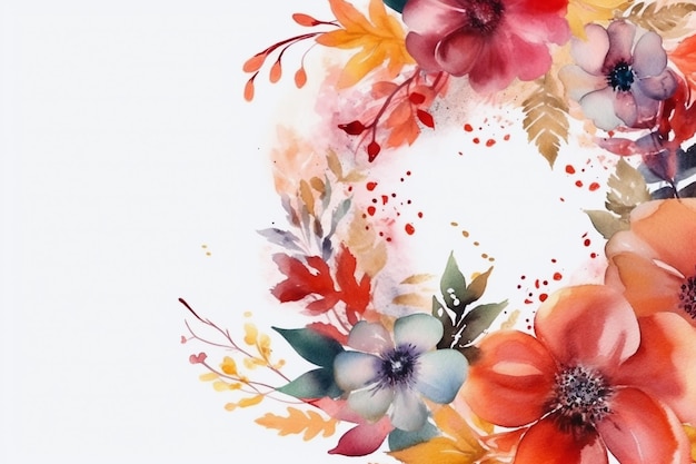 Watercolor Flowers Background Ai generative