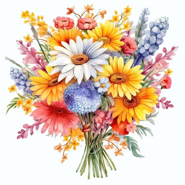 watercolor flowers bouquet