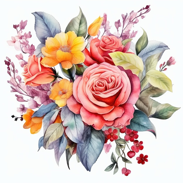 watercolor flowers bouquet