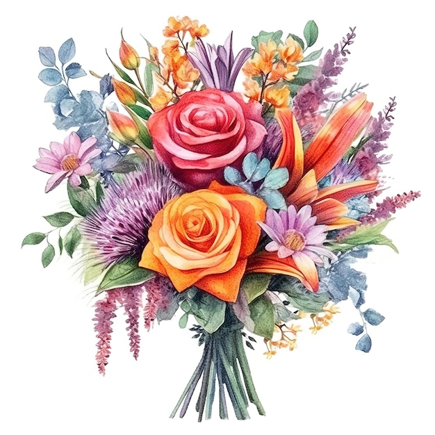 watercolor flowers bouquet