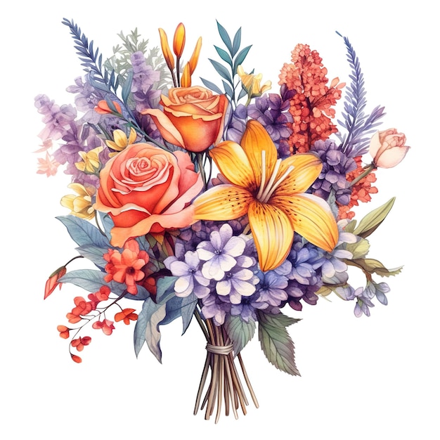 watercolor flowers bouquet