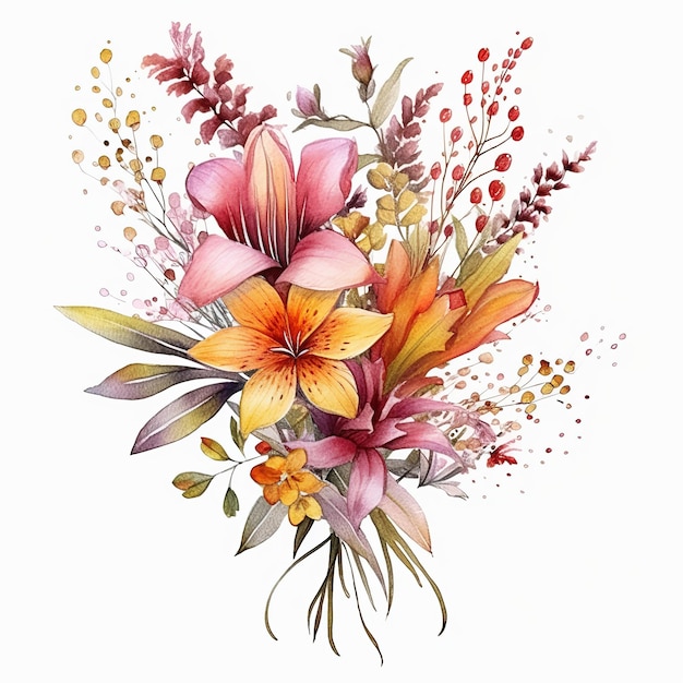 watercolor flowers bouquet