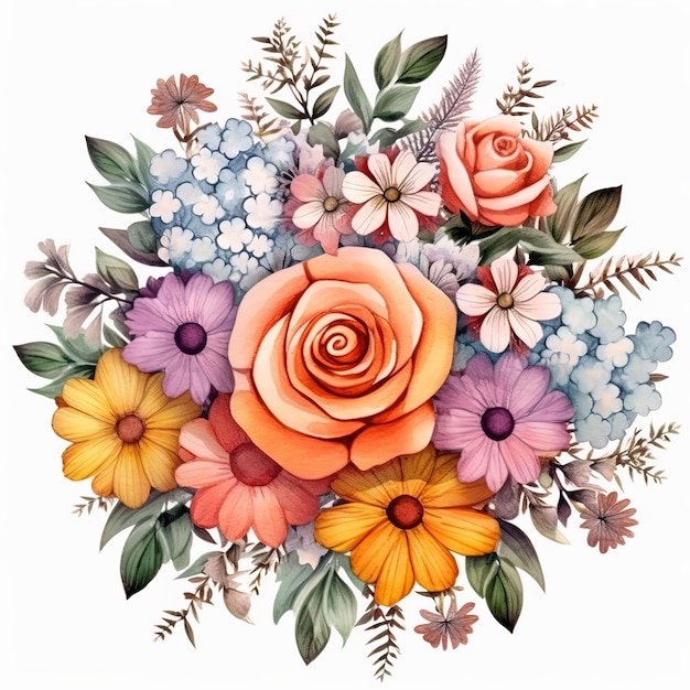 watercolor flowers bouquet