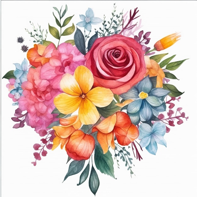 watercolor flowers bouquet