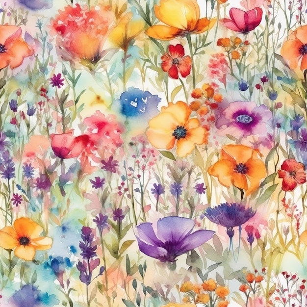 Watercolor flowers on a colorful background.