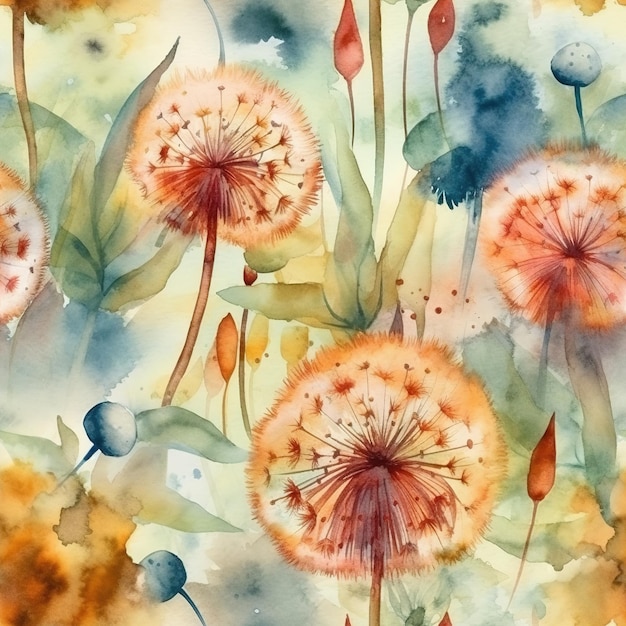 Watercolor flowers on a colorful background