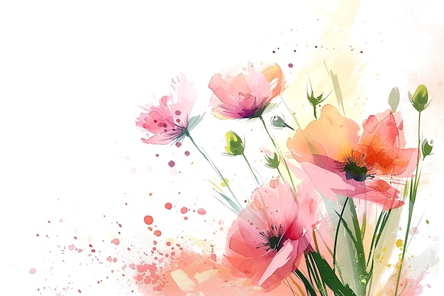 Photo watercolor flowers detailed art