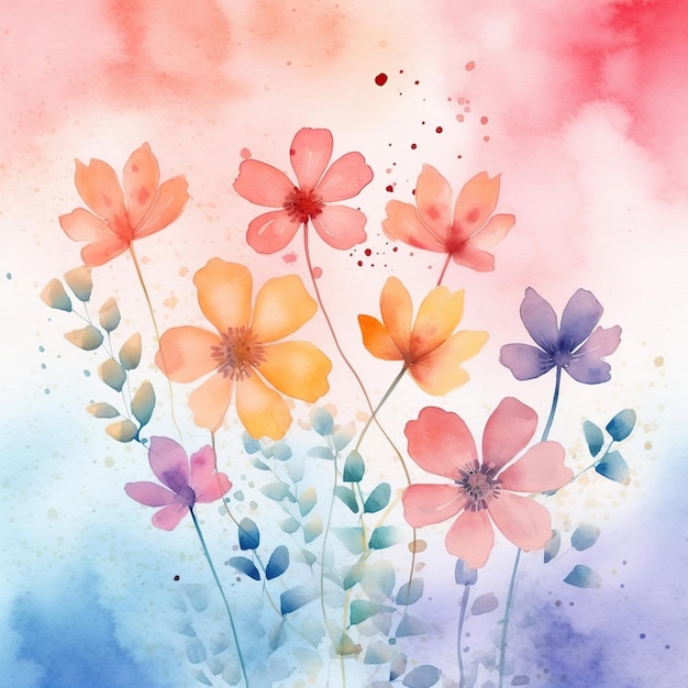 watercolor flowers in a soft and delicate style