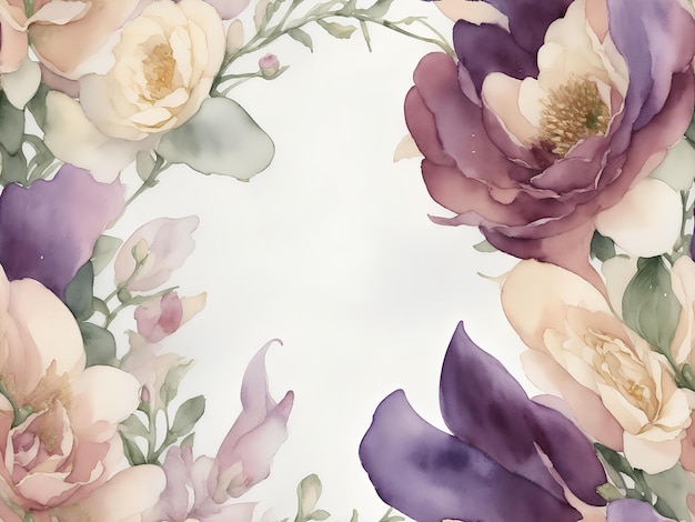 Watercolor flowers Template of invitation AI