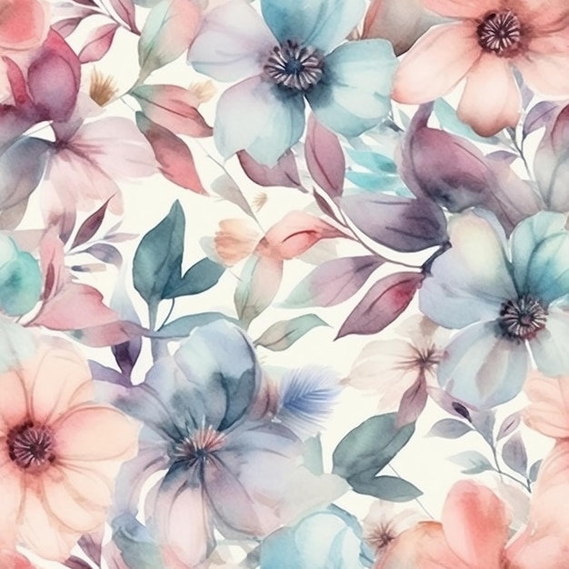 Watercolor flowers on a white background