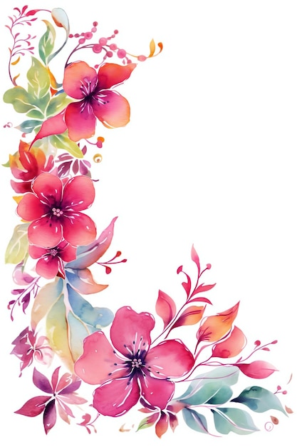 Watercolor flowers on a white background