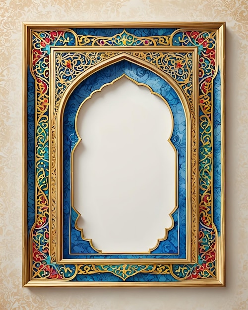 Watercolor frame Islamic style design