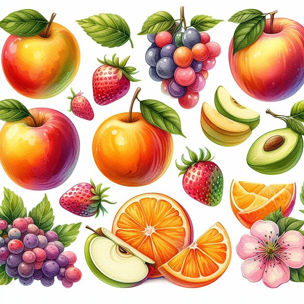 watercolor fruits clip art