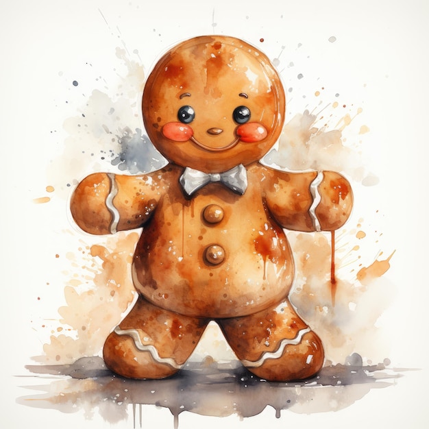 watercolor Gingerbread Man clipart Generative Ai