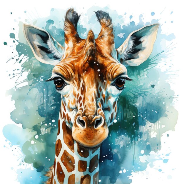 Watercolor Giraffe Clipart illustration Generative Ai