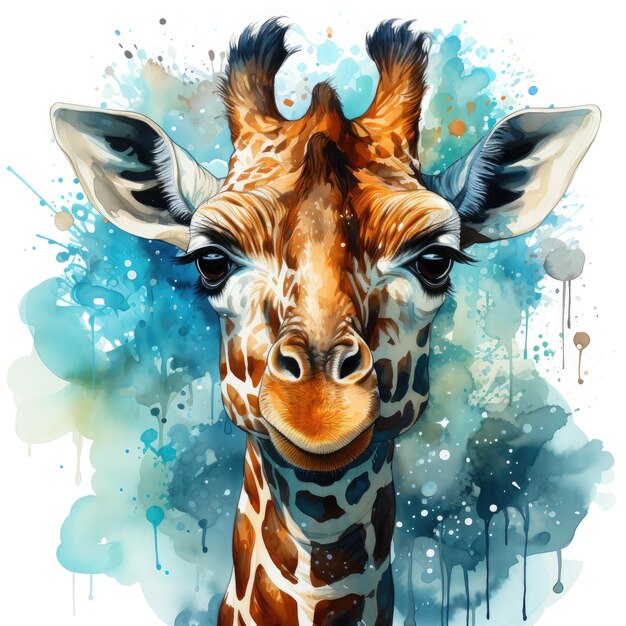 Watercolor Giraffe Clipart illustration Generative Ai