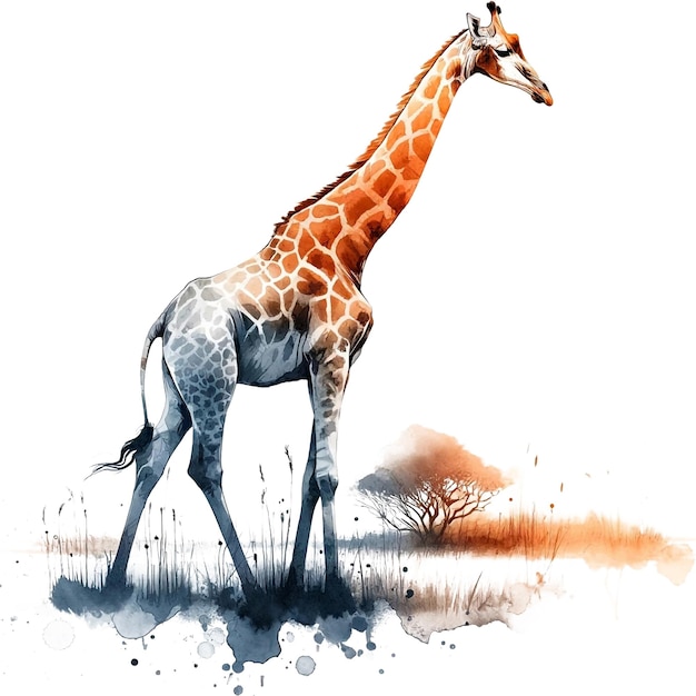 Watercolor Giraffe jpg Tropical Wildlife