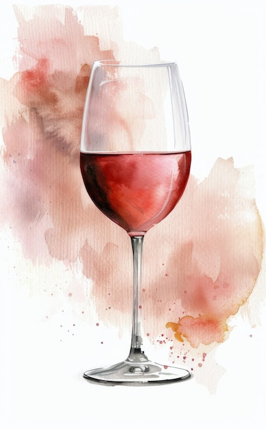 Photo watercolor glass of rose wine