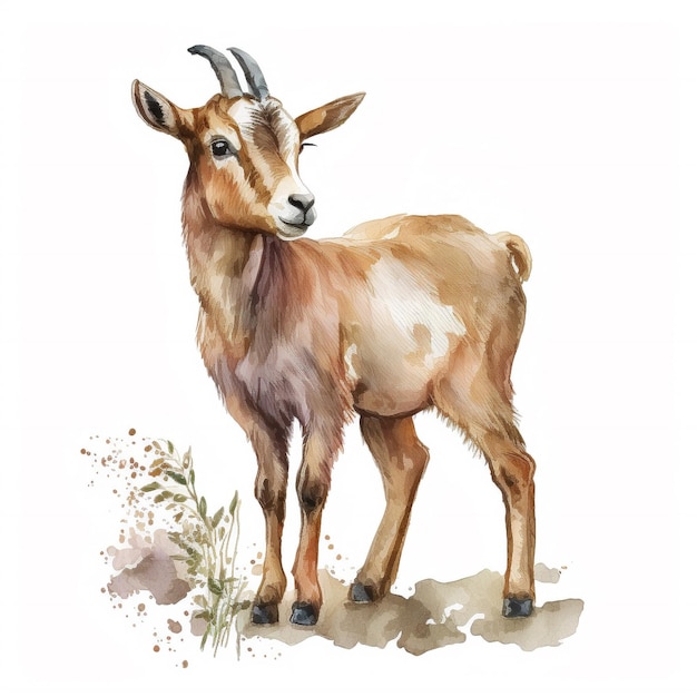 Watercolor Goat