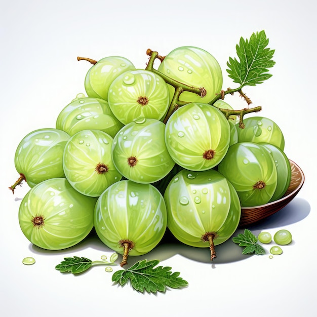 Watercolor Gooseberry Illustration Generative Ai