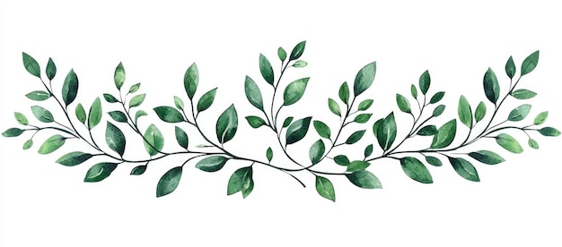 Watercolor Greenery Branch Border