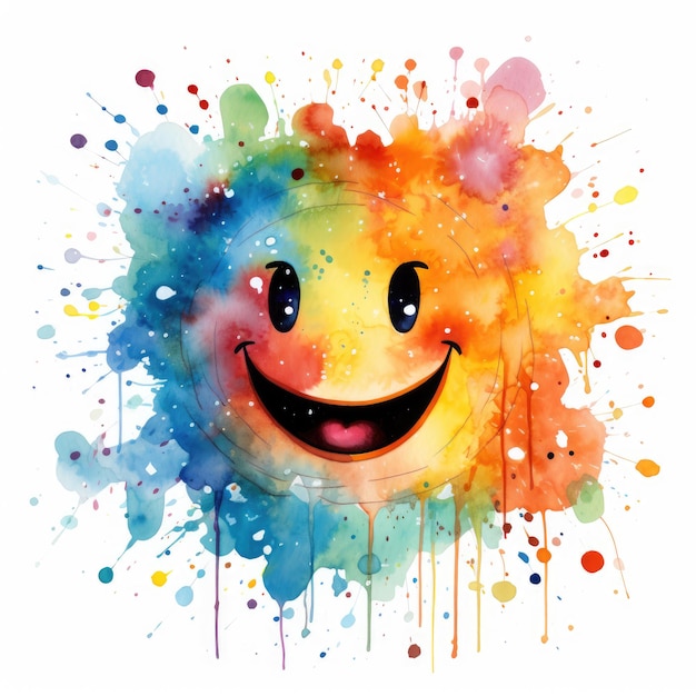 Photo watercolor grinning face generative ai