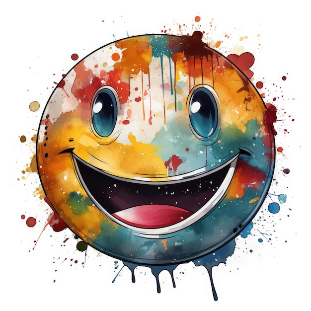 Photo watercolor grinning face generative ai