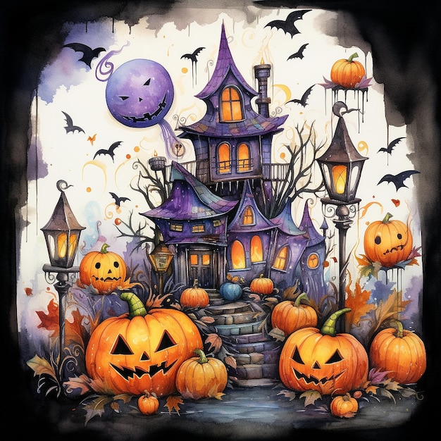 Watercolor Halloween Background