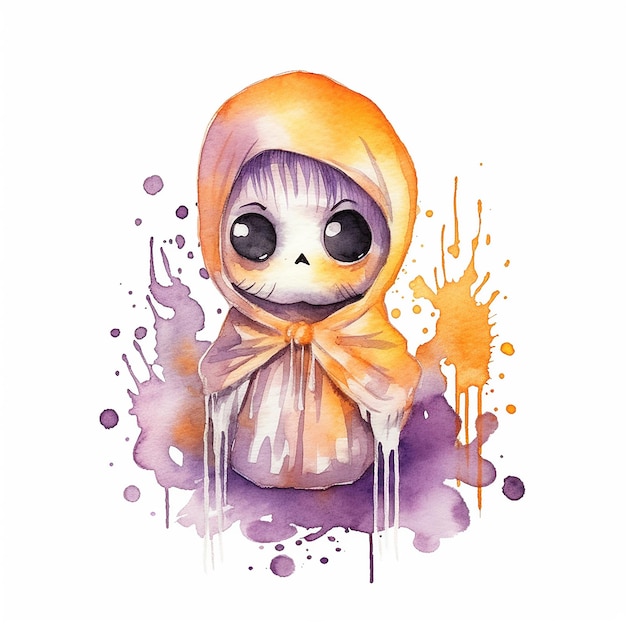 Photo watercolor halloween concept illustration