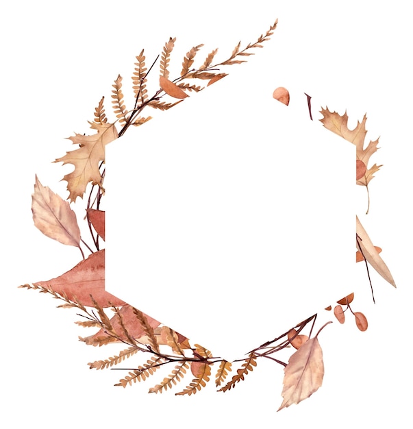 Watercolor hand drawn illustration colorful autumn frame