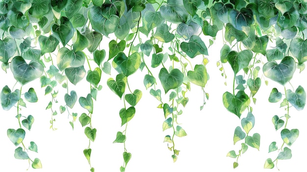 Photo watercolor hanging green leaves