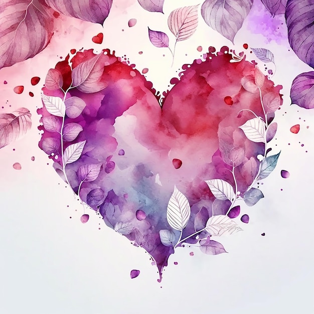 Watercolor Heart Love Valentine's Day Background Illustration Generative AI