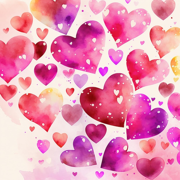 Watercolor Heart Love Valentine's Day Background Illustration Generative AI