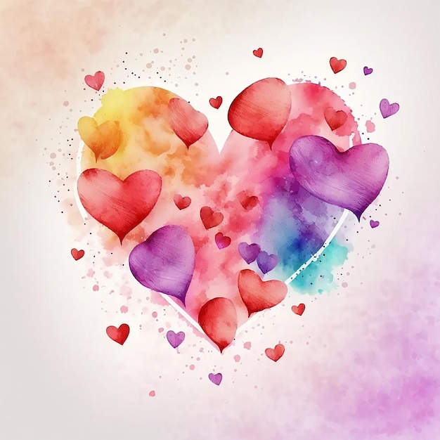 Watercolor Heart Love Valentine's Day Background Illustration Generative AI