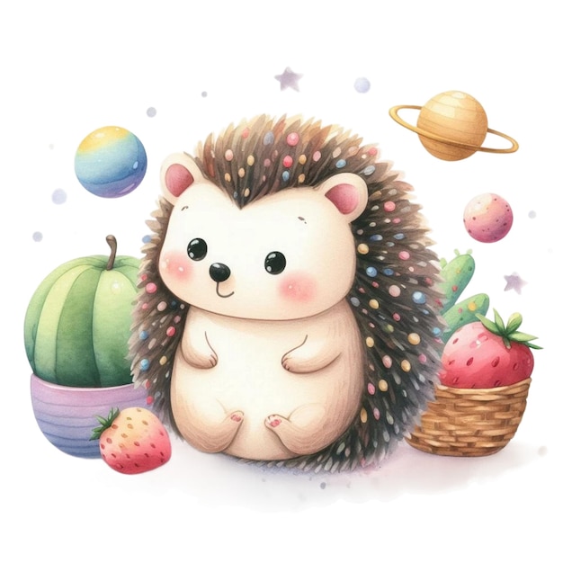 Watercolor hedgehog Clipart