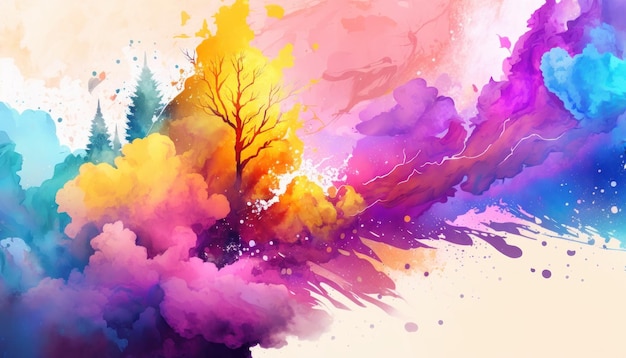 Watercolor holi Brush background Generative AI