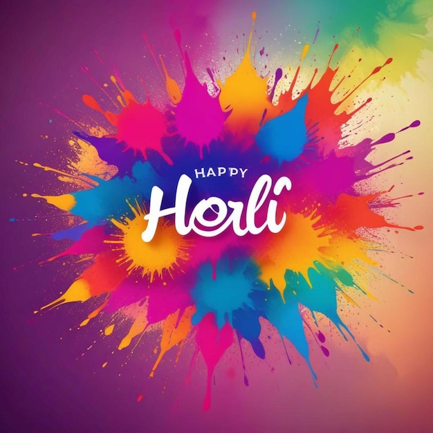 Watercolor holi festival Happy holi lettering Watercolor holi background Flat detailed happy holi fe