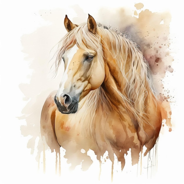 Watercolor Horse Animal Haflinger