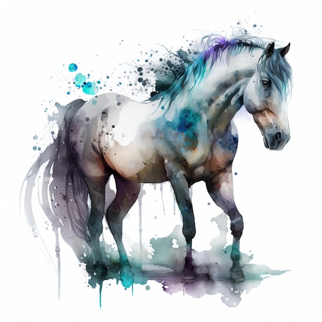 Watercolor Horse Creative Illustration Digital Art