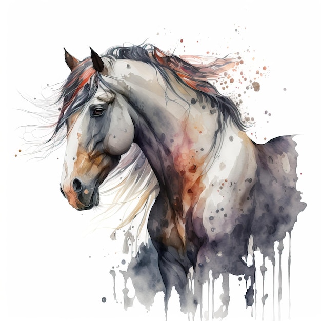 Watercolor Horse Creative Illustration Digital Art