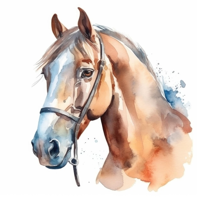 Watercolor Horse Creative Illustration Digital Art