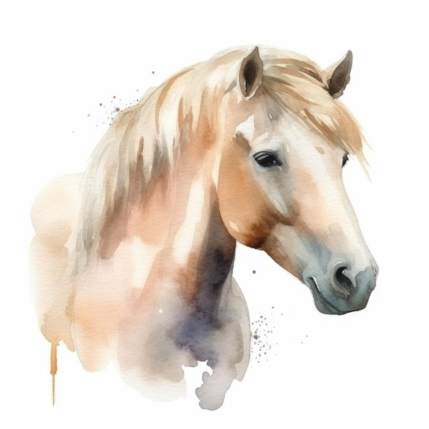 Watercolor Horse Creative Illustration Digital Art